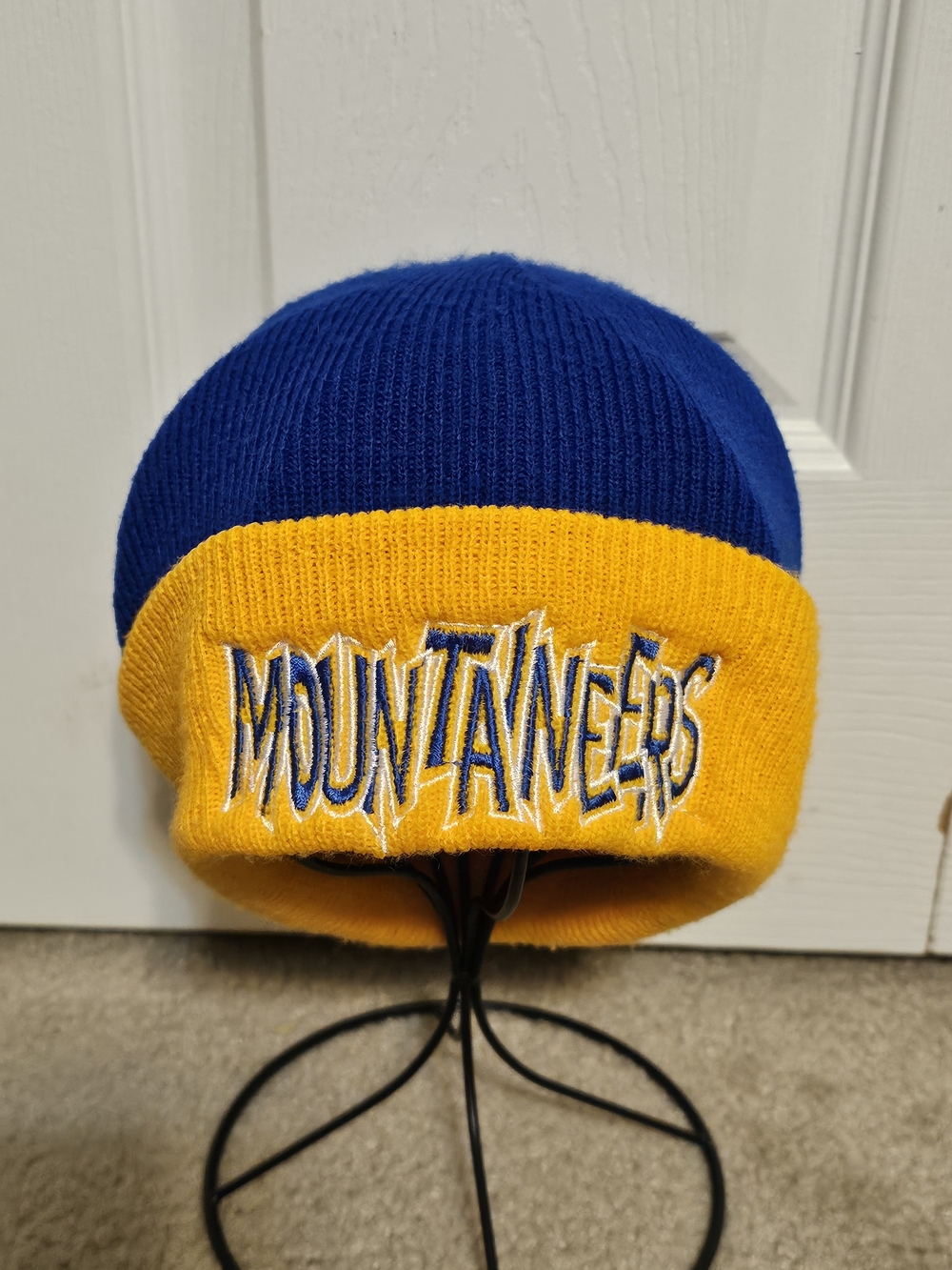 Blue and Gold "Mountaineers" Cuffed Beanie YOUTH Made In USA
